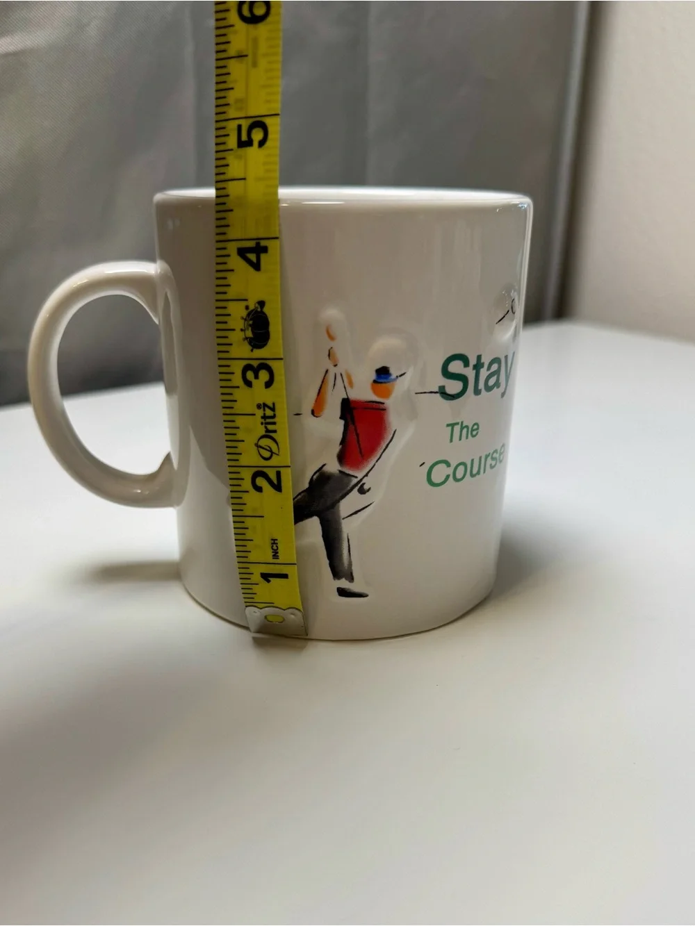 Stay The Course Golf Ceramic Oversized Mug - White with Red Accent